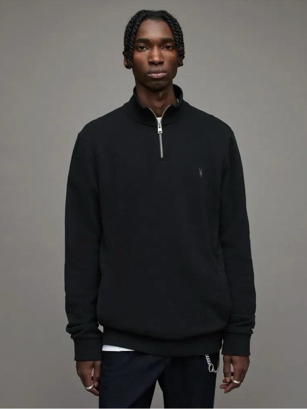 Men's Black Half-Zip Pullover Sweater